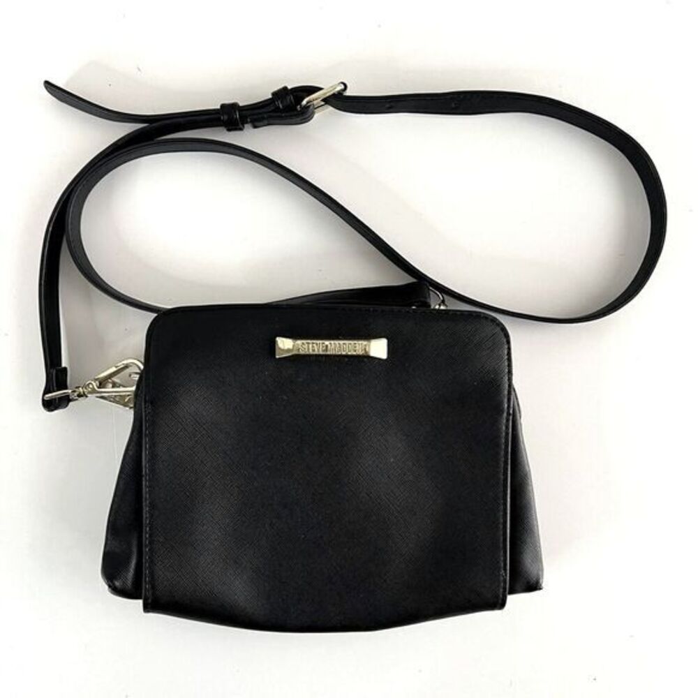 Steve Madden Black‎ Safiano Leather Crossbody Bag